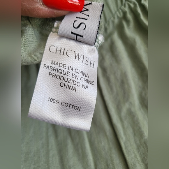 Chicwish 3 Tier Sunny Days Wide Leg Pants Size M/L Light Green - Picture 7 of 11